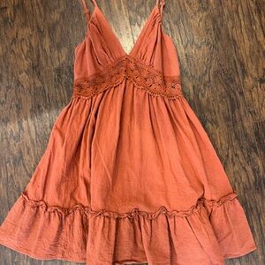 Rust Orange Halter Dress